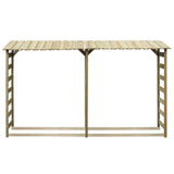 Front View Of VidaXL Double Firewood Storage Shed 300x44x176cm - Impregnated Pinewood | SKU: 42957 | UPC: 8718475505457