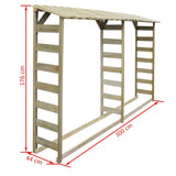 Dimensions Of VidaXL Double Firewood Storage Shed 300x44x176cm - Impregnated Pinewood | SKU: 42957 | UPC: 8718475505457
