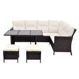 VidaXL Brown Poly Rattan 4 Piece Garden Lounge Set With Cushions | SKU: 43105 | Barcode: 8718475506683