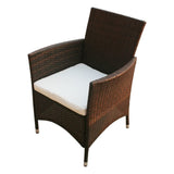 Chair From VidaXL Brown Poly Rattan 9 Piece Outdoor Dining Set With Cushions | SKU: 43125 | UPC: 8718475506881