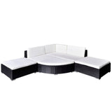 VidaXL Black Poly Rattan 6 Piece Garden Lounge Set With Cushions