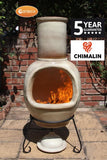 Gardeco Asteria Extra Large Cappuccino Chimalin AFC Chiminea With Burning Fuel Inside In A Garden Setting | SKU: AFC-C51.73 | Barcode: 5031599044552