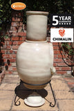 Side View On Gardeco Asteria Extra Large Cappuccino Chimalin AFC Chiminea With Burning Fuel Inside In A Garden Setting | SKU: AFC-C51.73 | Barcode: 5031599044552