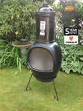 Gardeco Asteria Extra Large Black Chimalin AFC Chiminea In A Garden Setting | SKU: AFC-C51.75 | Barcode: 5031599045290