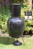 Back View On Gardeco Asteria Extra Large Black Chimalin AFC Chiminea | SKU: AFC-C51.75 | Barcode: 5031599045290
