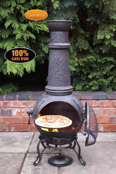 Extra-Large Toledo Cast Iron Chiminea In Bronze Grapes