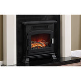 FLARE Banbury 16" Inset Electric Stove In Matt Black Finish With Black Hearth And Back Panel + White Surround
