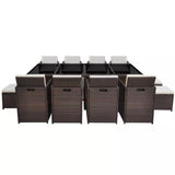 VidaXL Brown Poly Rattan 13 Piece Outdoor Dining Set With Cushions | SKU: 42603 | UPC: 8718475502081