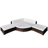 VidaXL Brown Poly Rattan 6 Piece Garden Lounge Set With Cushions | SKU: 41869 | UPC: 8718475963264