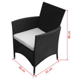 Chair Dimensions From VidaXL Black Poly Rattan 9 Piece Outdoor Dining Set With Cushions | SKU: 43126 | UPC: 8718475506898